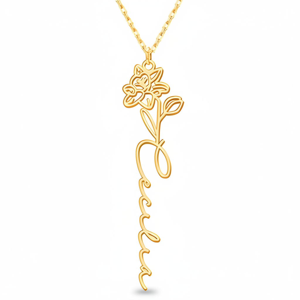 Personalized Birth Flower Necklace