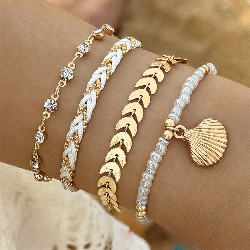 Bracelet coquillage doré élégant
