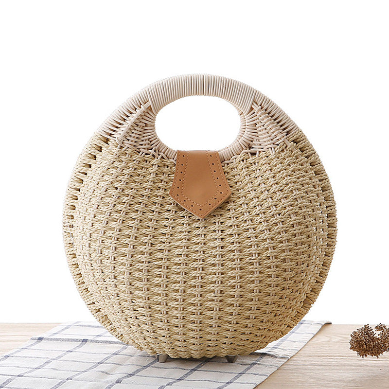 Runde Rattan-Handtasche