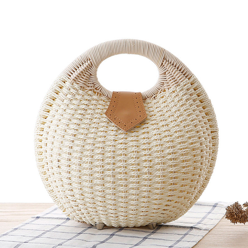 Runde Rattan-Handtasche