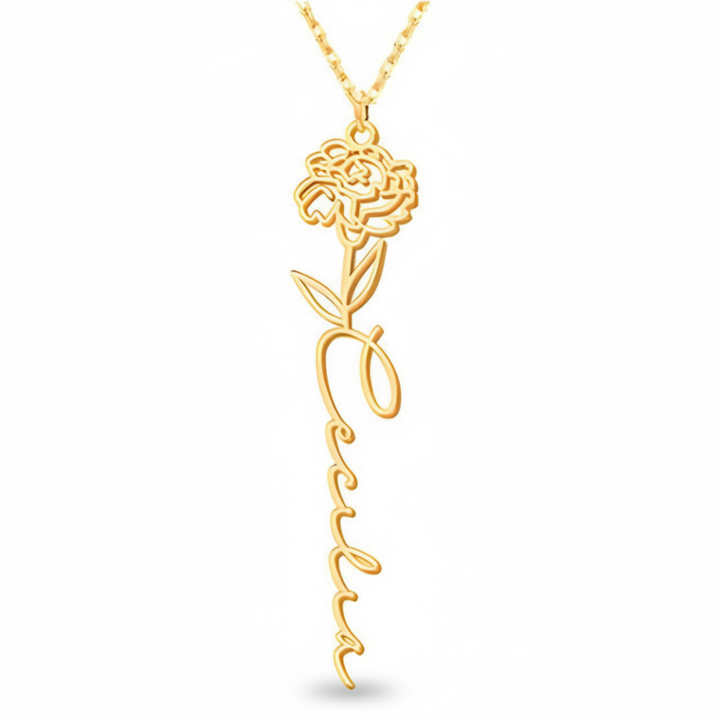 Personalized Birth Flower Necklace