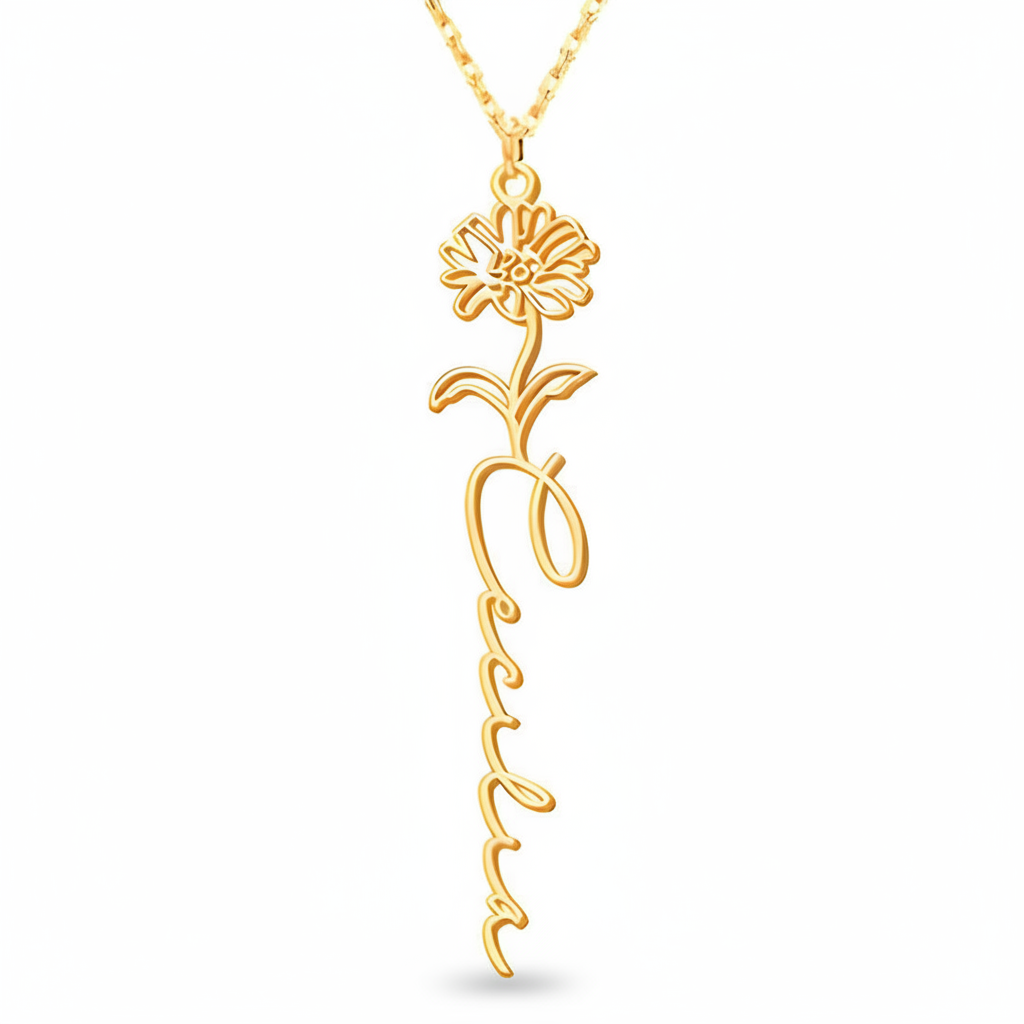 Personalized Birth Flower Necklace