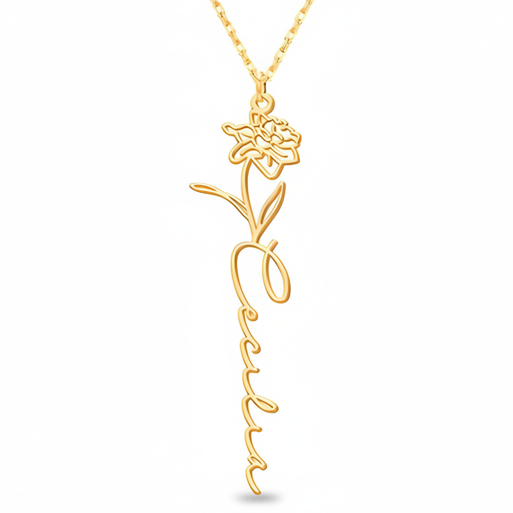 Personalized Birth Flower Necklace