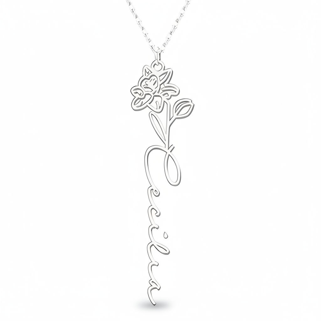 Personalized Birth Flower Necklace