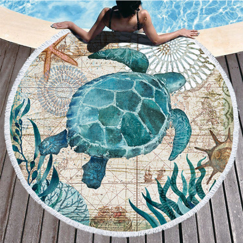 Serviette Ronde Ethnique Tortue